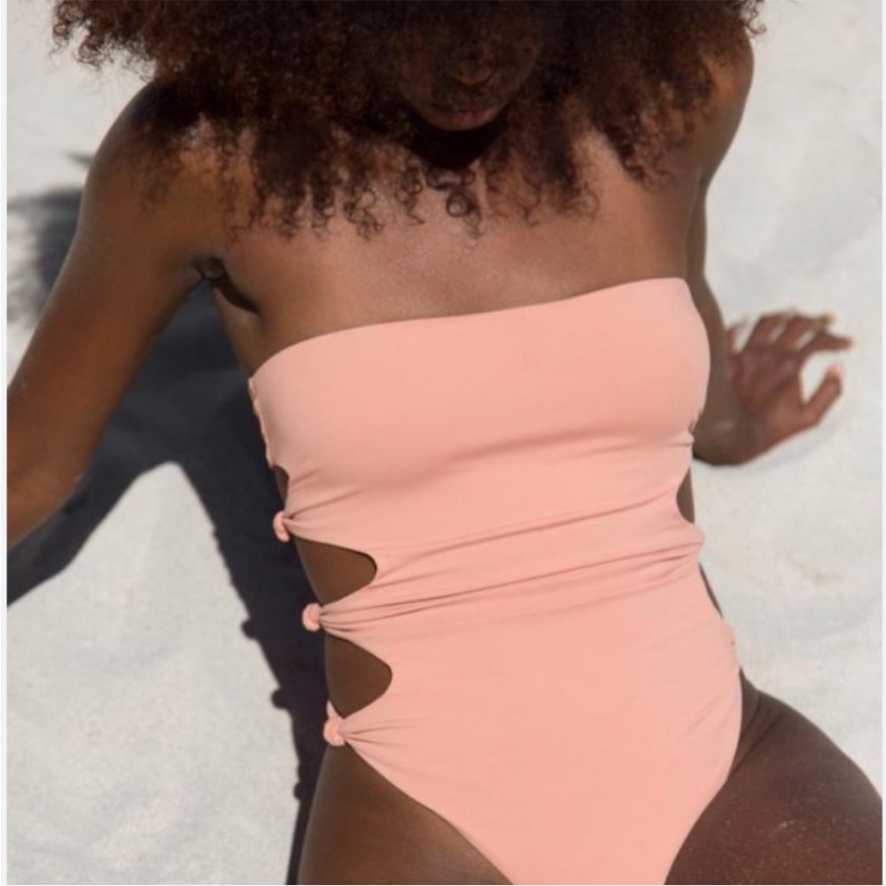 Free People Riot Swim Oakley One-Piece Strapless Swimsuit Size XS Pink